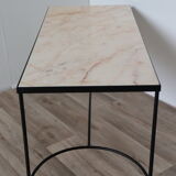 Coffee table in marble and black lacquered metal, 1950