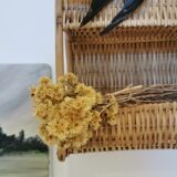 Rattan and braided wicker shelf