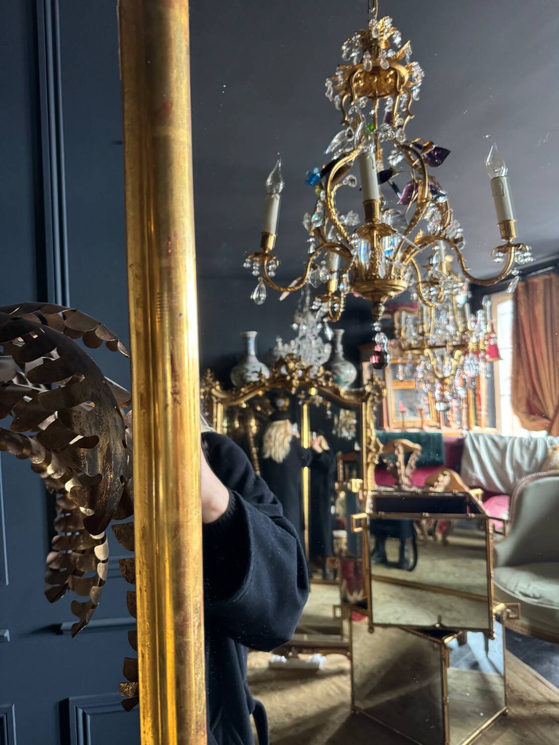 Miroir de cheminée d’époque louis philippe en bois doré (1m88x1m03) xixe