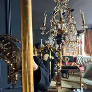 Louis philippe period fireplace mirror in golden wood (1m88x1m03) 19th century