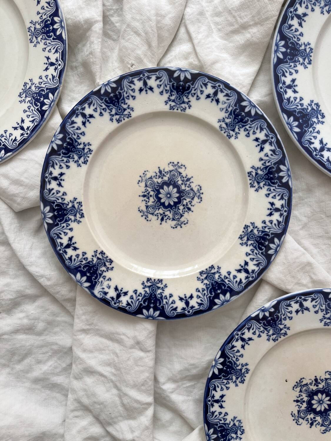 4 ironstone dessert plates "Rouen" JVB Jules Vieillard Bordeaux