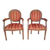 Set of 2 Louis XVI medallion armchairs