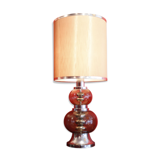 Lampe en verre soufflé et en acier chromé de Doria Leuchten, Allemagne, 1970