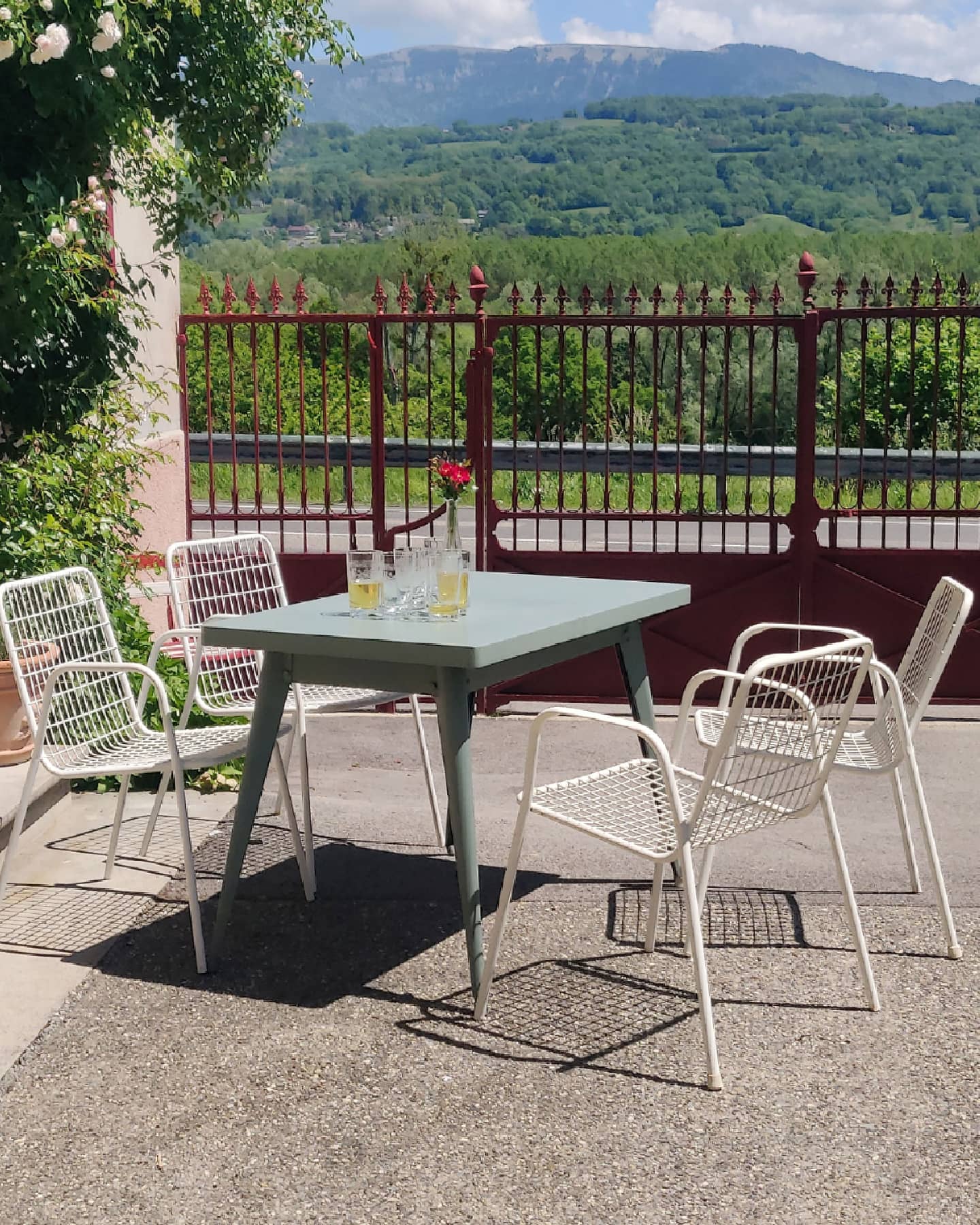 Old table Tolix T55 water green color 110x65