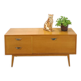 TV cabinet veneer vintage with drawers and brass