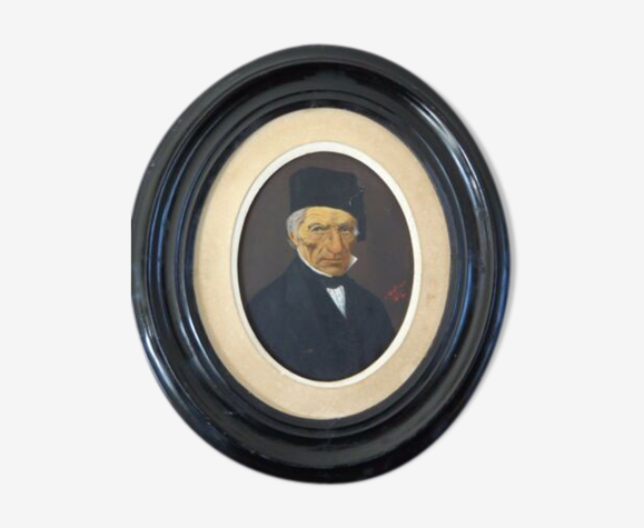 Portrait homme notable cadre ovale signé 1865