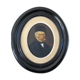Portrait homme notable cadre ovale signé 1865