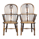 Set of 2 very charming antique English highback Windsor dining chairs