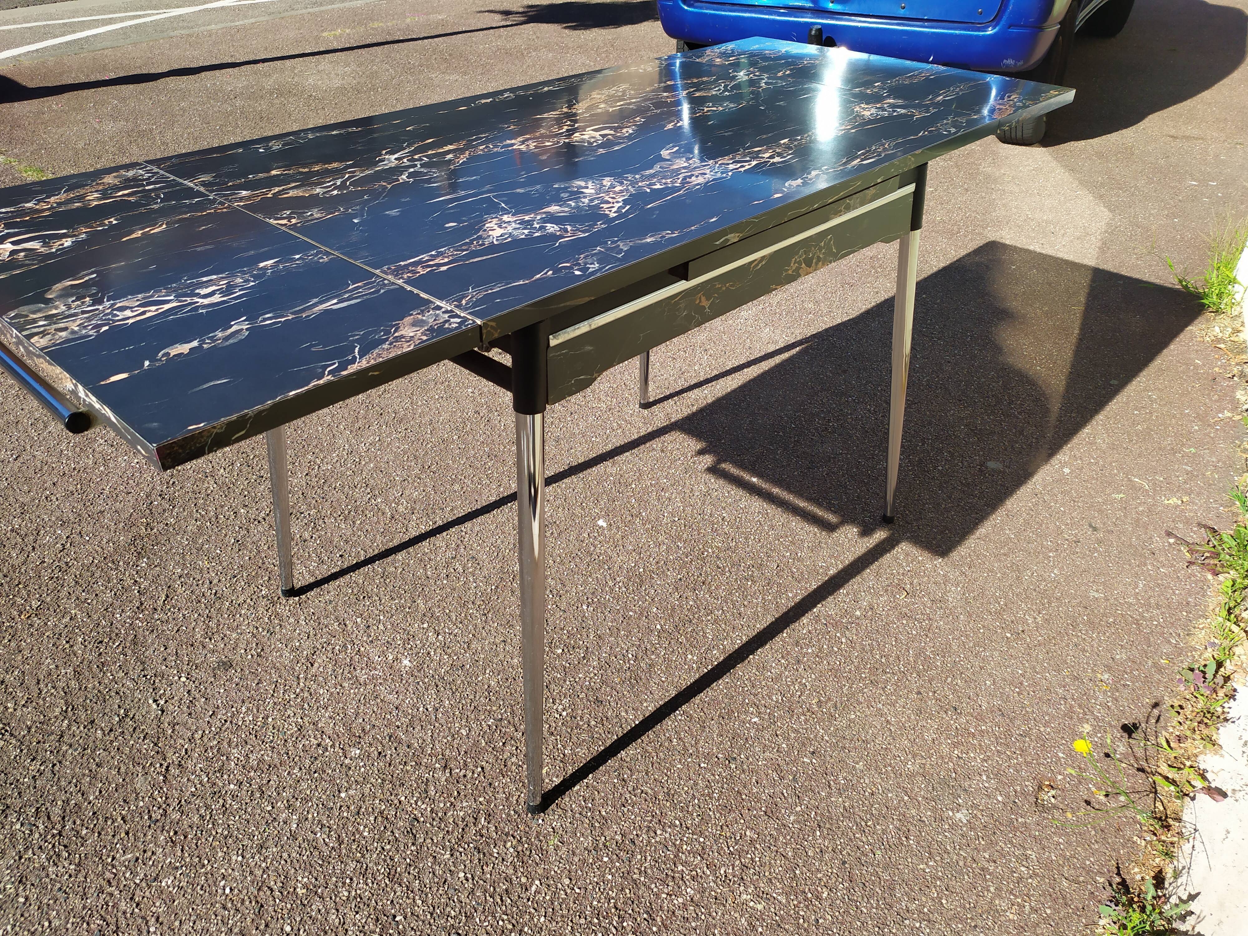 Formica black marble dining table - 1960 - Supermatic - vintage