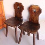 Pair of antique Alsatian wooden chairs