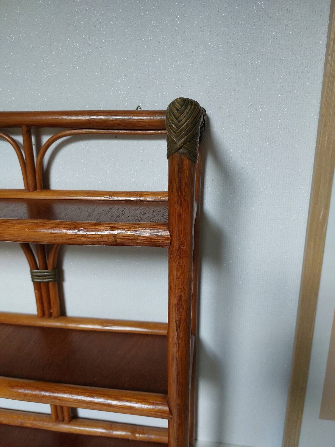 Vintage rattan wall shelf