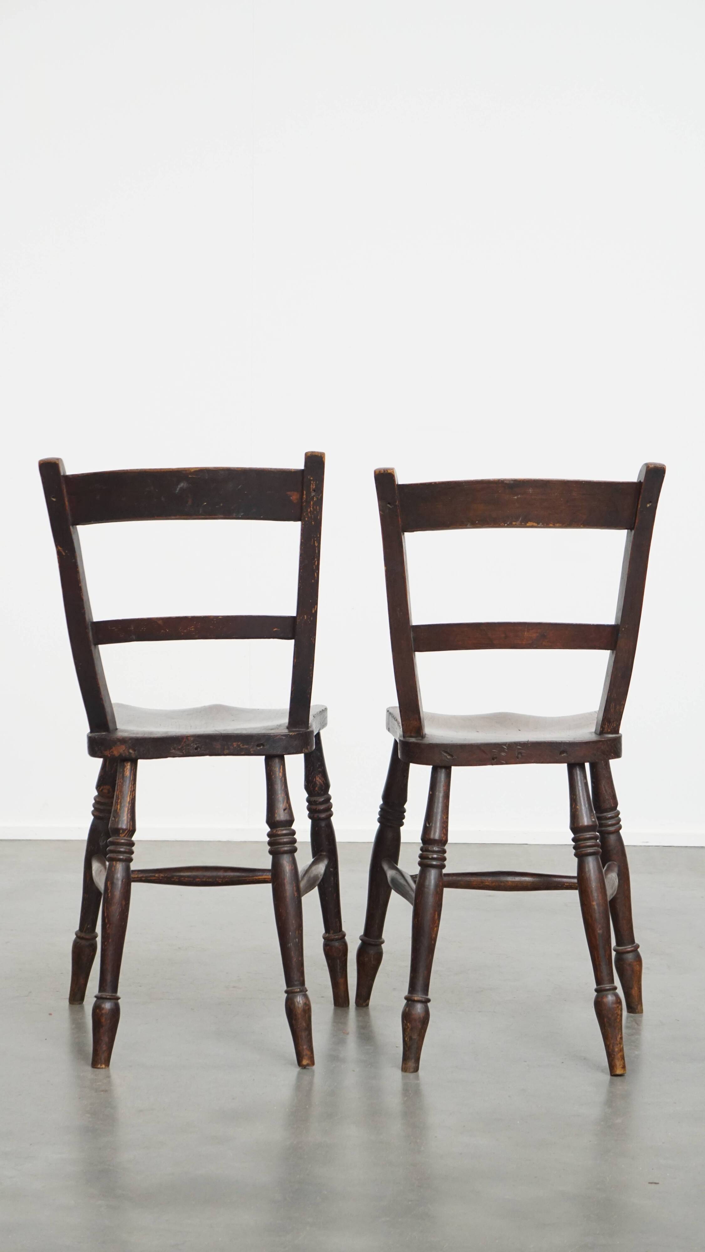 Set of 4 Antique English Oxford Dining/Kitchen Chairs