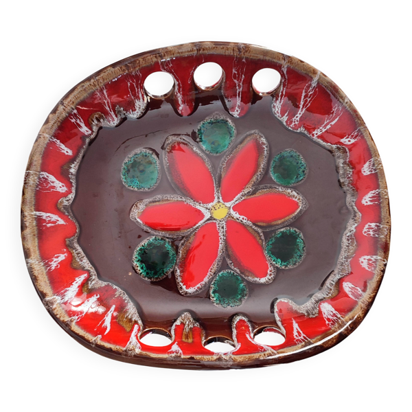 Magnifique Plat décoratif ou corbeille à fruits signé Vallauris vintage