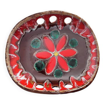 Magnifique Plat décoratif ou corbeille à fruits signé Vallauris vintage