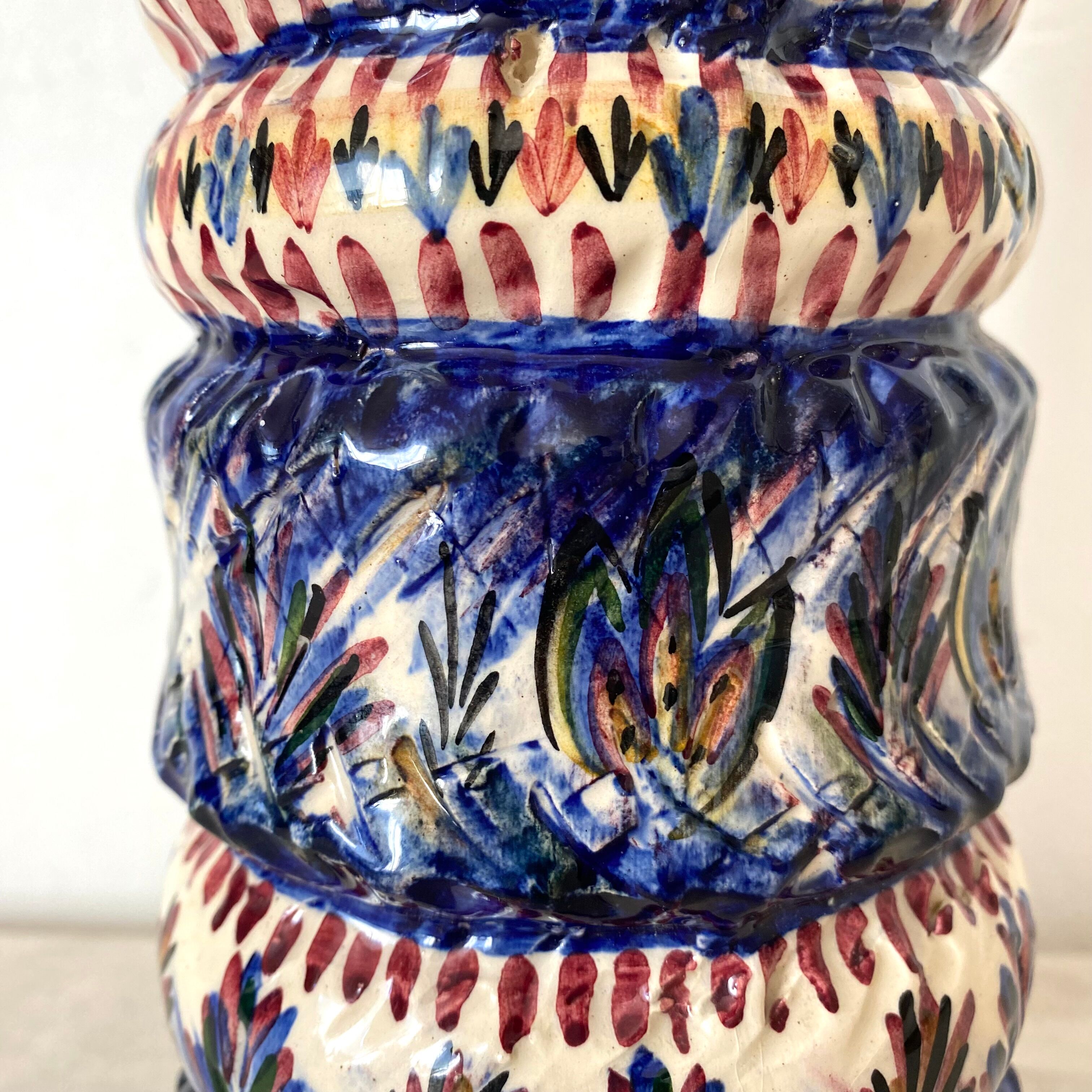 High earthenware vase of Rochefort in earth signed Leray