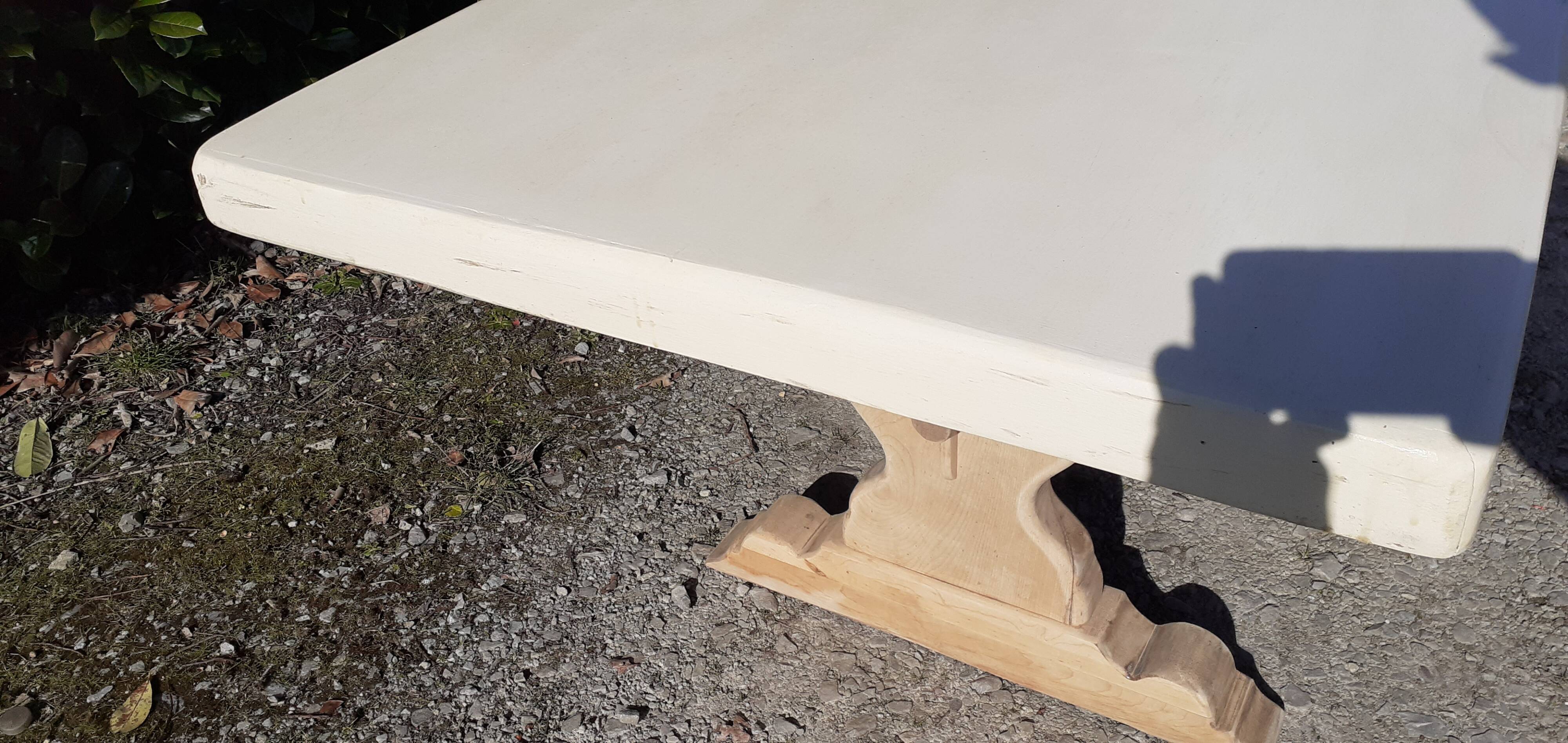 Table monastère chêne bois brut blanc