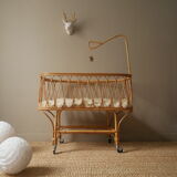 Vintage rattan crib Scandinavian decoration