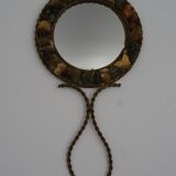 Vintage stone brass hand mirror