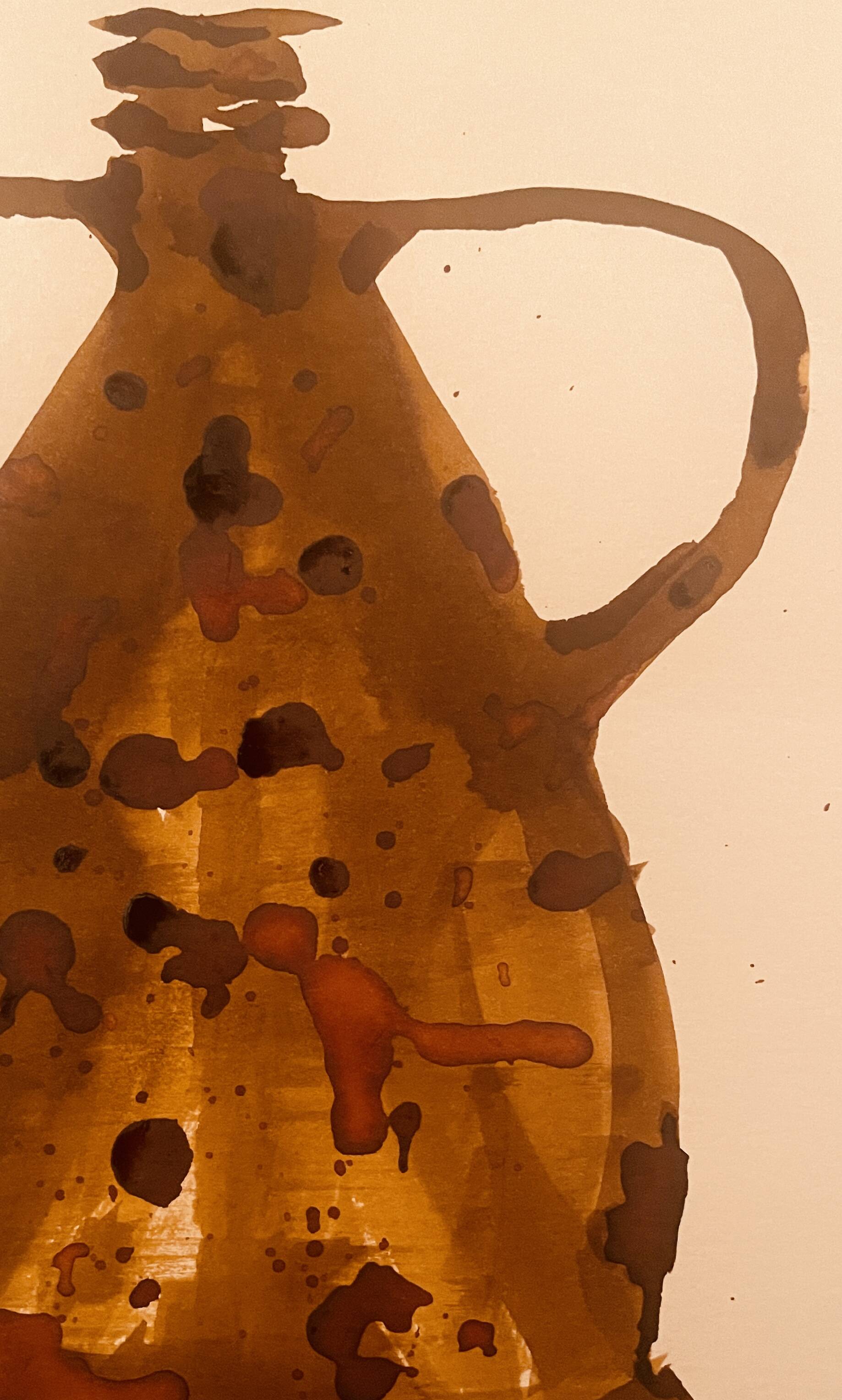 Signed watercolor and ink painting Vase Wabi Sabi Marrakech