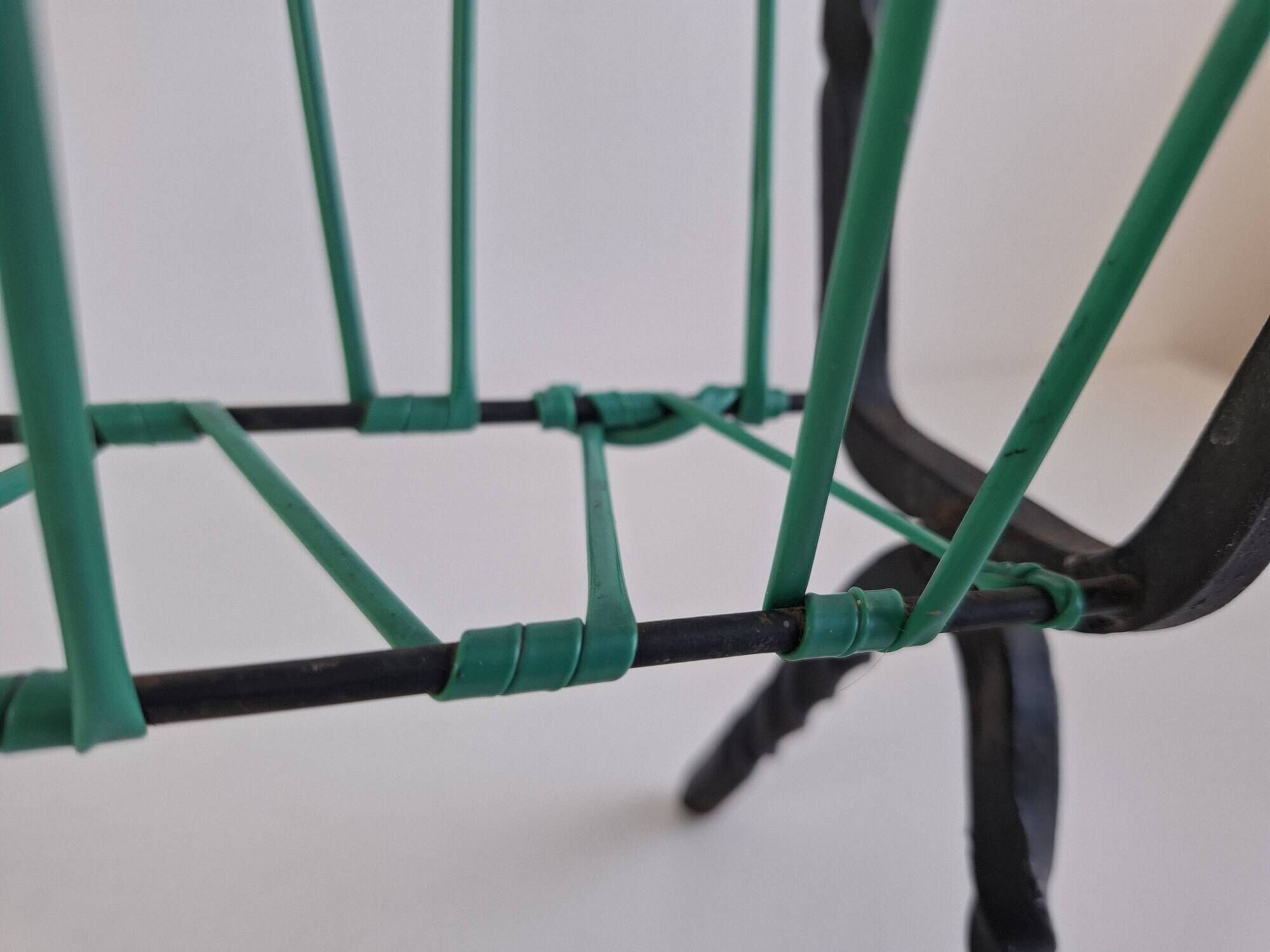 1960 Czechoslovakian Mid-Century Magazine Rack with Green Wire