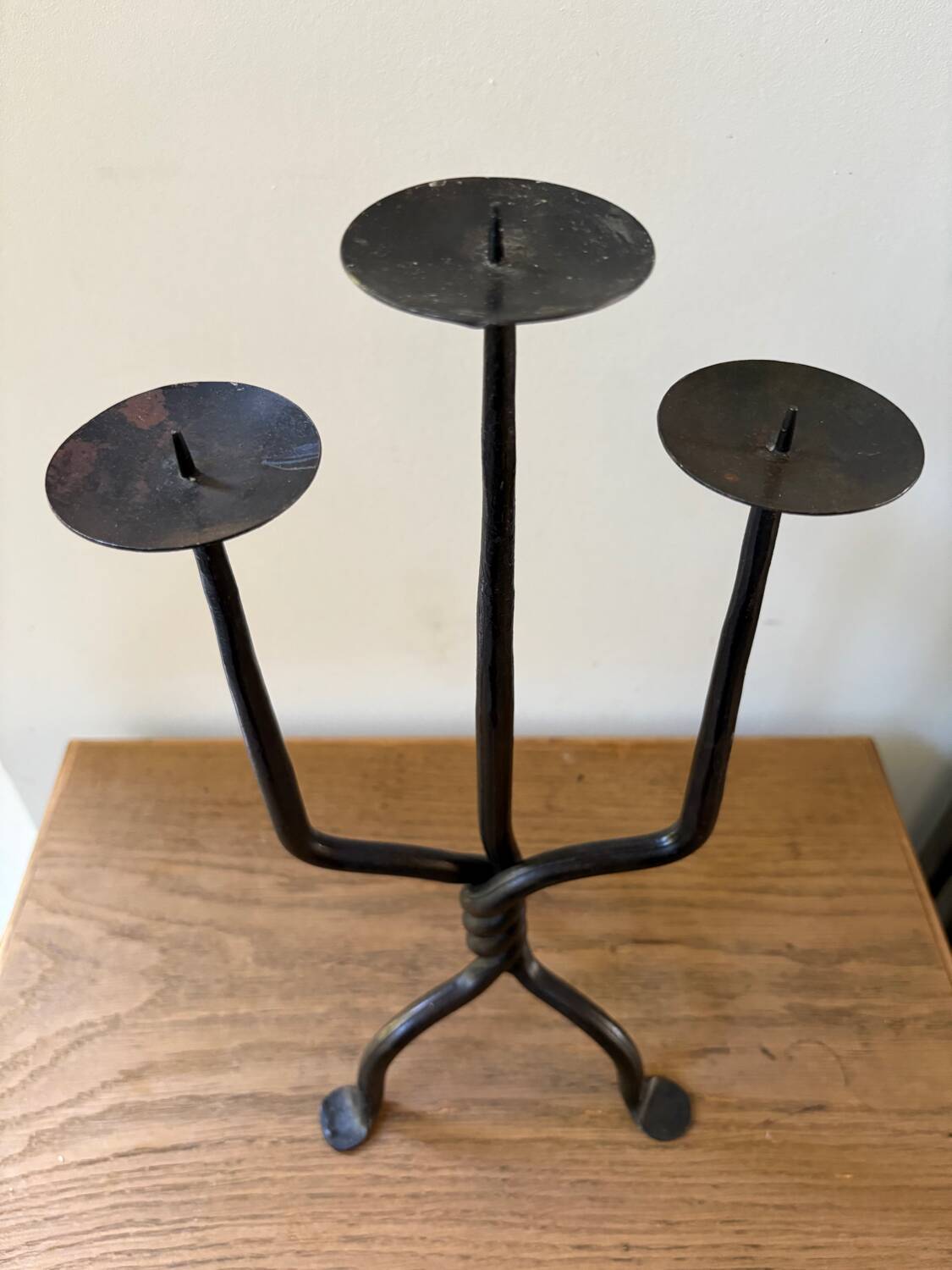 Antique wrought iron candlestick
