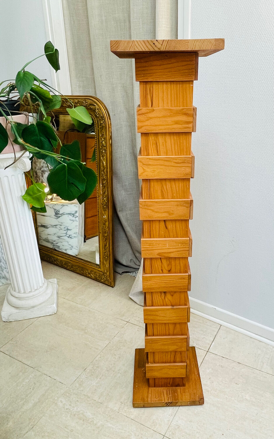 Designer wooden plant stand – 70s