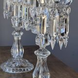 Pair of Baccarat three-light crystal chandeliers