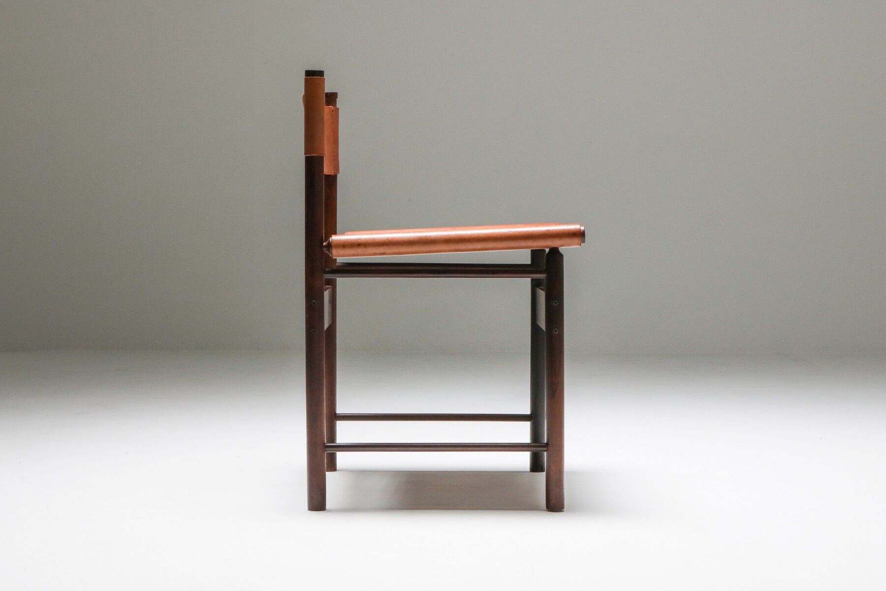 Zalszupin Jacaranda Dining Room Chairs with Saddle 1950 Cognac Leather Seats