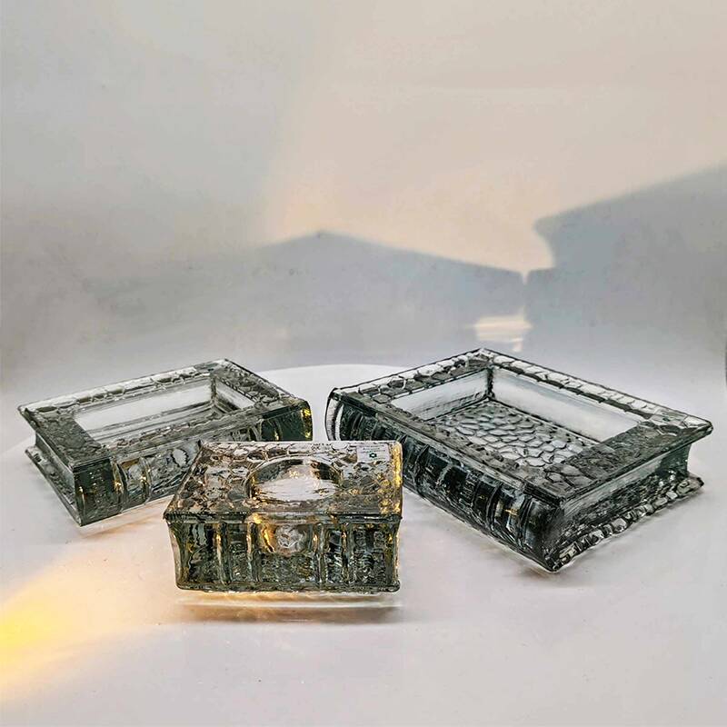 1970s very Rare Set of 3 Book shaped Ashtrays in Murano Glass by Antonio Im