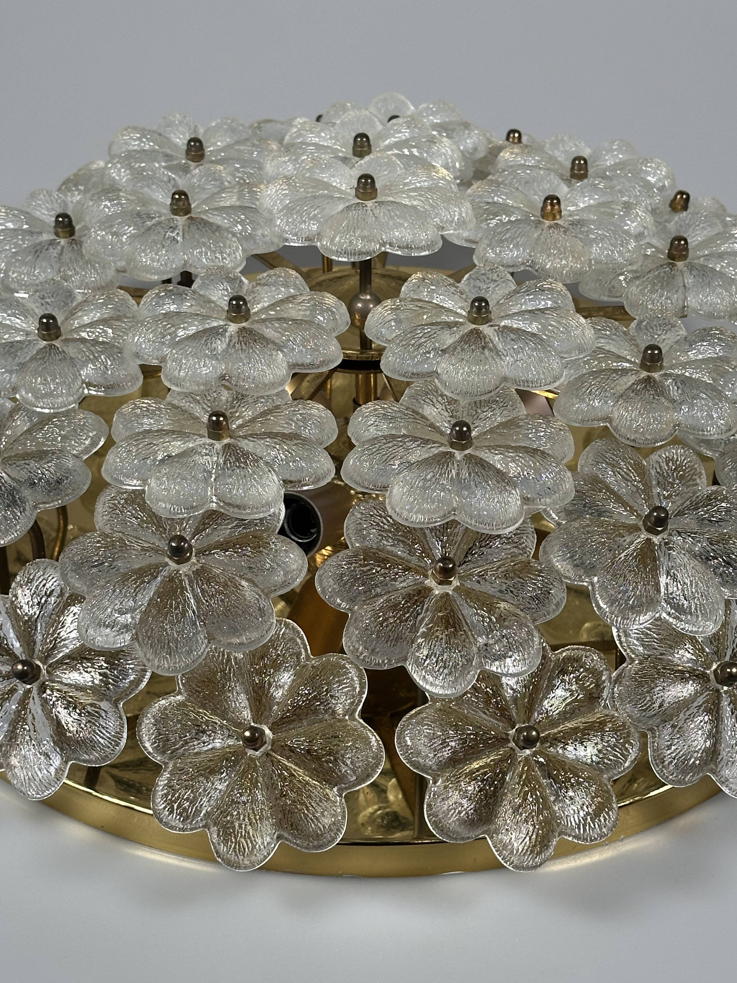 1960s/70s Ceiling Lamp Ernst Palme made of brass and glass, Germany