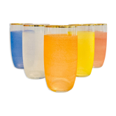 X5 multicolor granite glasses from the 50s/retro/kitchen/vintage