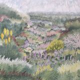 Landscape of flowery fields signed
