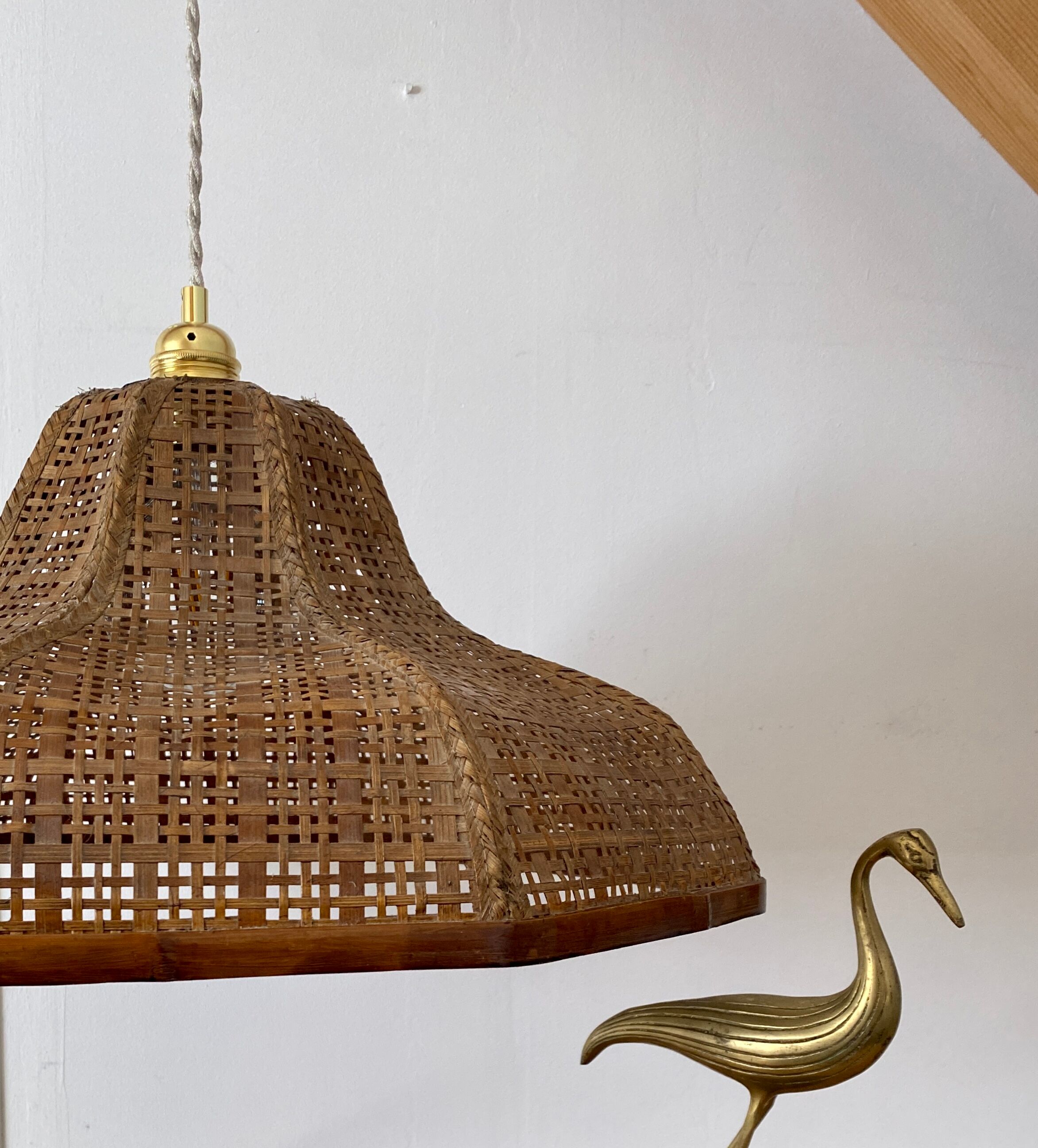 Suspension lampshade vintag in wood and canning