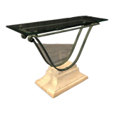 Iron and glass console, antique patina