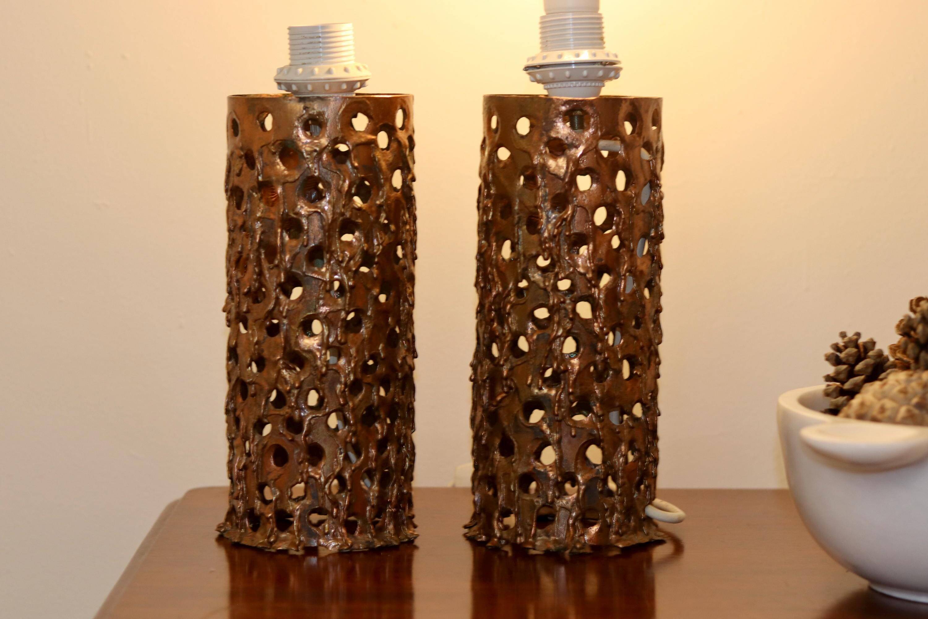 Paire de lampes de table brutalistes