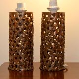 Paire de lampes de table brutalistes