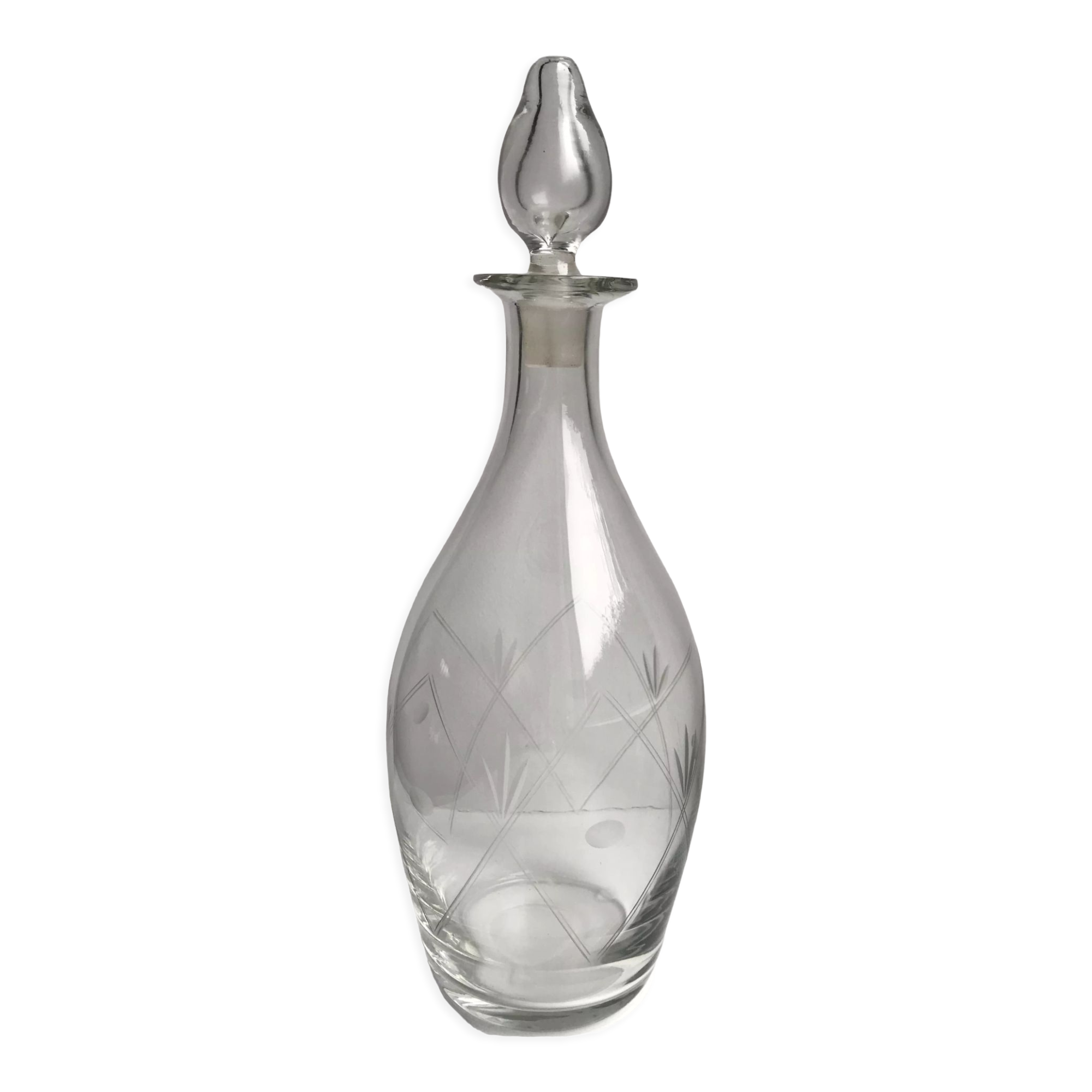 Carafe à vin en cristal en verre gravé début XXème