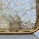 Old tray in woven rattan and mother-of-pearl, 1980s, vintage