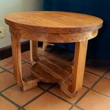 Round solid wood art deco style coffee table