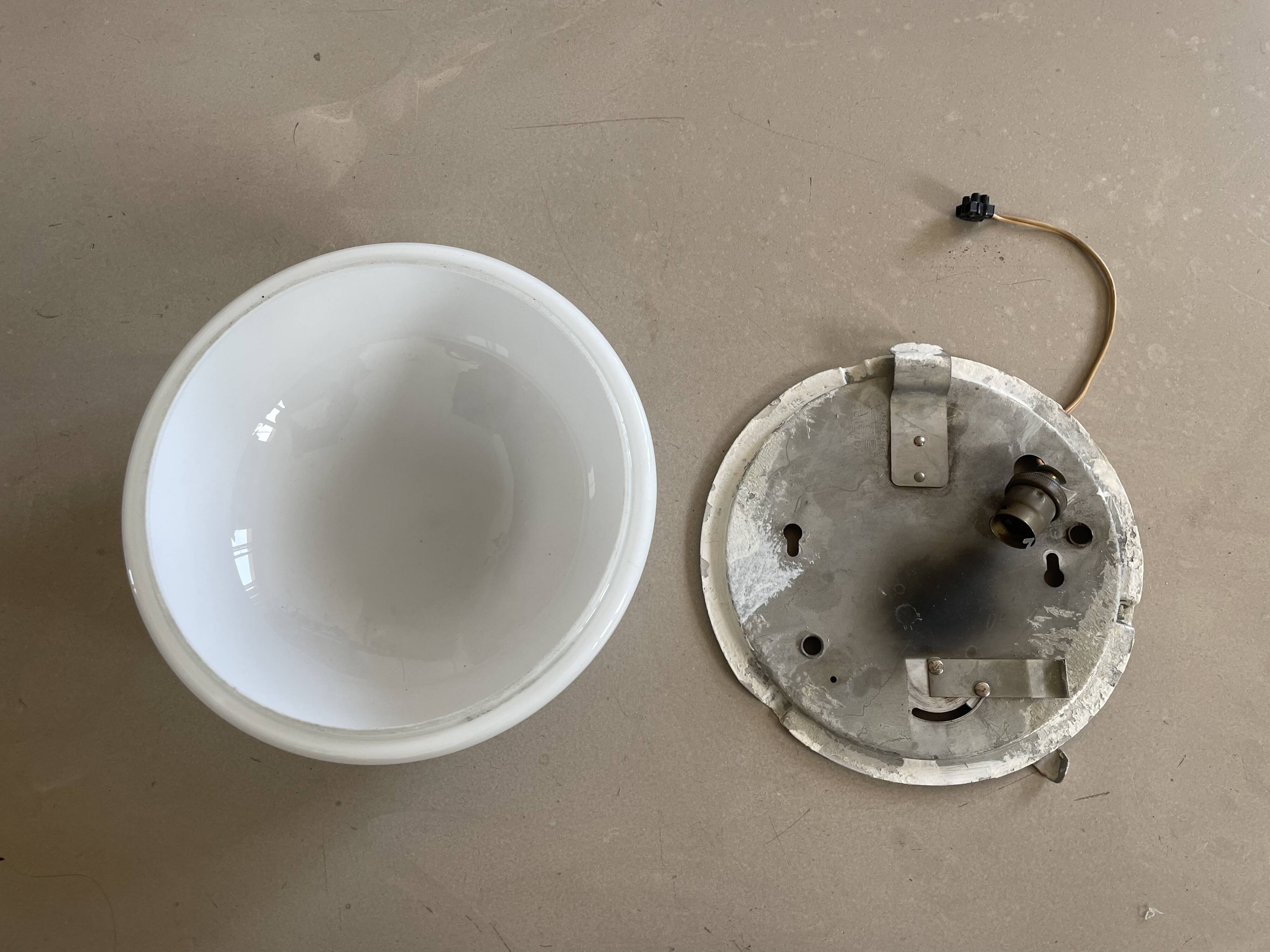 Large opaline wall or ceiling light D24cm