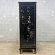 Vintage Chinese lacquer cabinet with black flowers and birds / bohemian