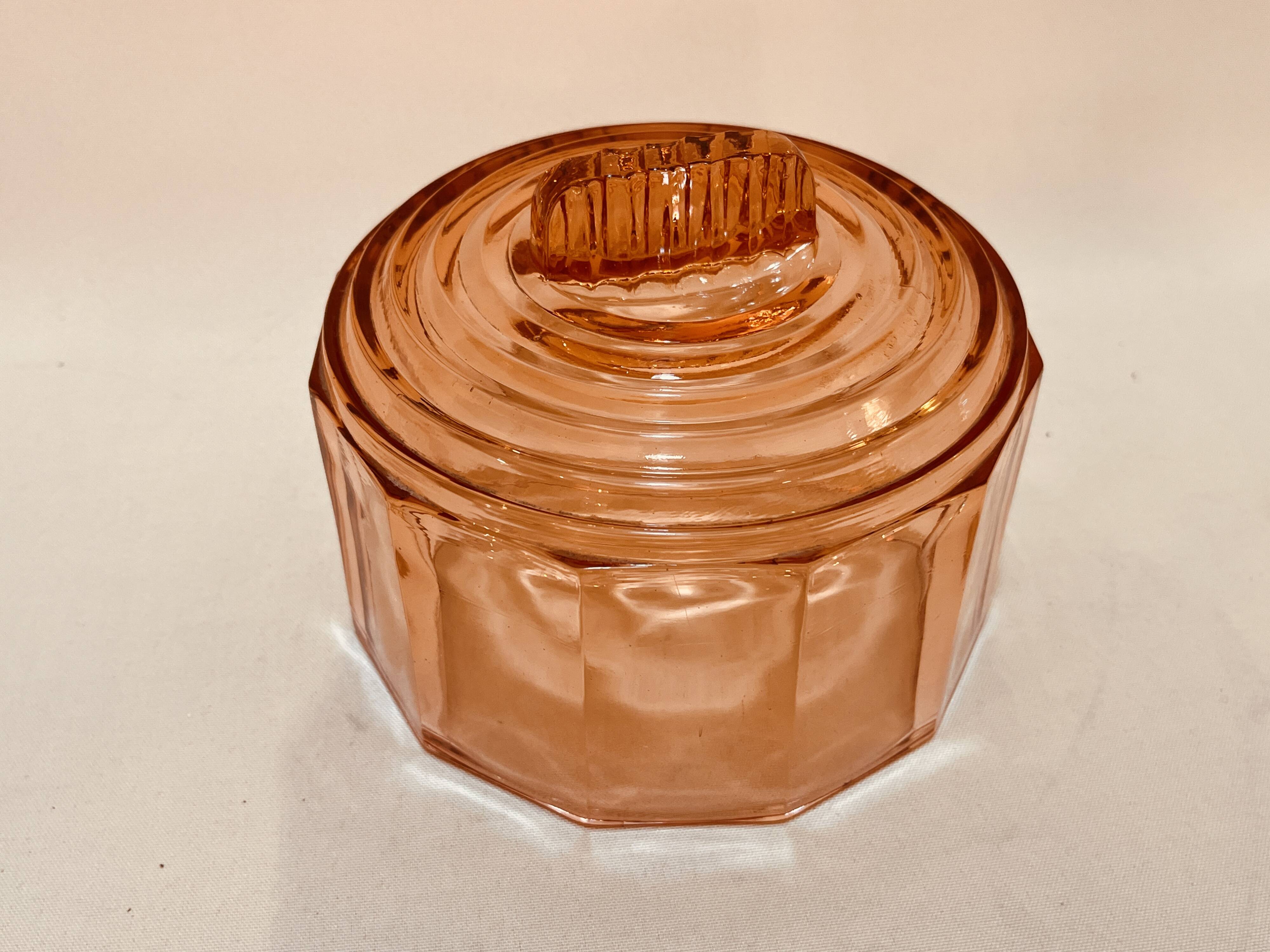 Rosaline pink glass bell and 1930s Art Deco cheesecake tray