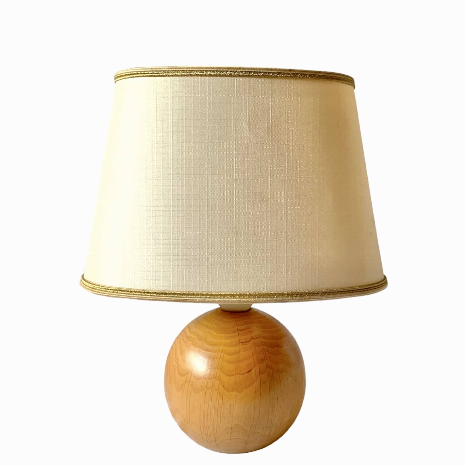 Small vintage side lamp - turned wooden ball