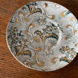 Creil et Montereau cup and saucer green and gold floral pattern