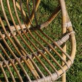 Pair of rattan basket armchairs, 60s