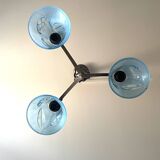 Lustre de style Art déco en verre bleu