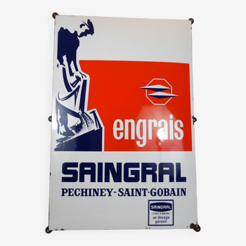 large enameled plaque advertising saingral fertilizer