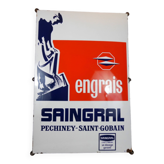 large enameled plaque advertising saingral fertilizer