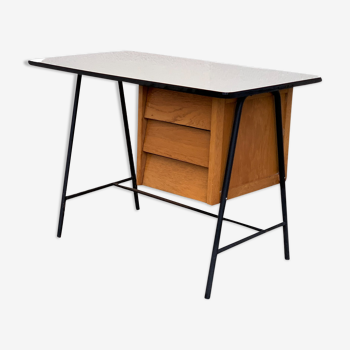 Bureau vintage bois et formica 1950