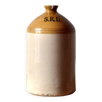 Antique British glazed stoneware rum jar SRD - Normandy - 1940s.